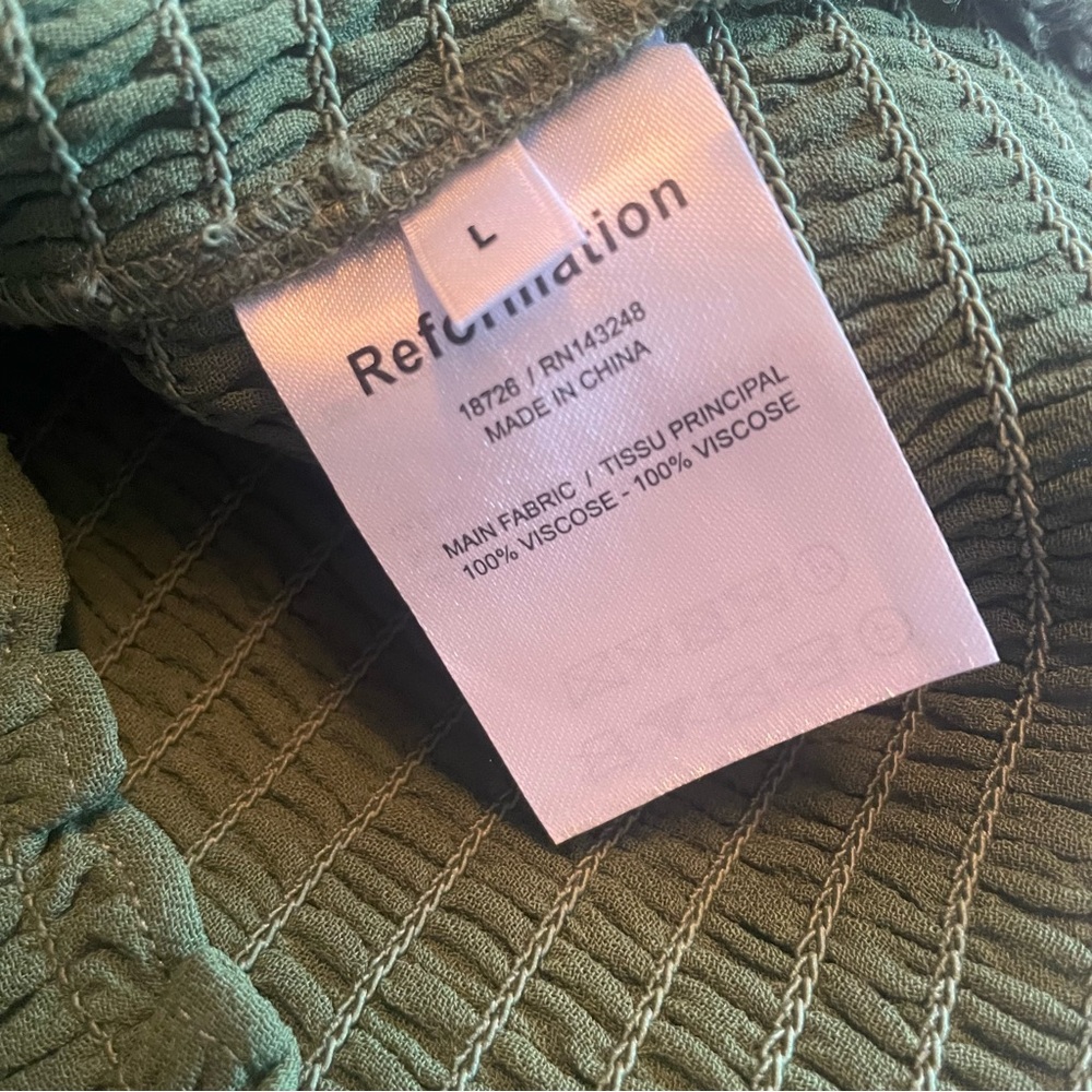 Reformation Green Smocked Blouse - Picture 3 of 6